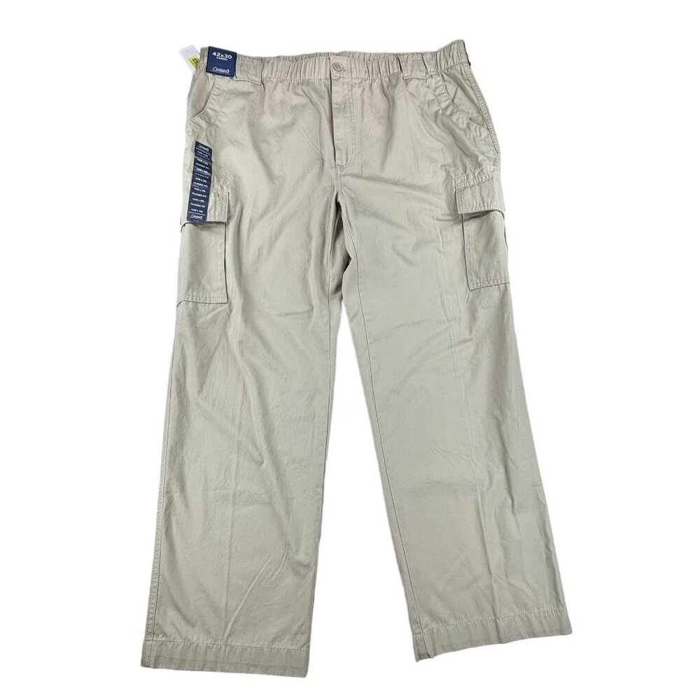 Roundtree & Yorke Casuals Cargo Pants Mens 42x30 100% Cotton Beige